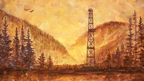 «Восточная Сибирь», Марсель Шайдуллин, 2018, холст, масло, нефть, 30х30