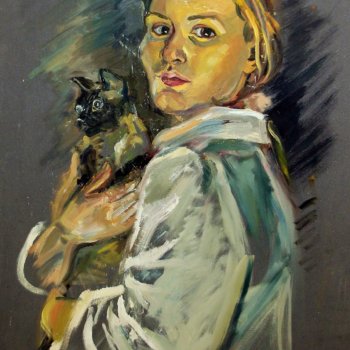 «Автопортрет с котом Васей», Эльвира Асадуллина